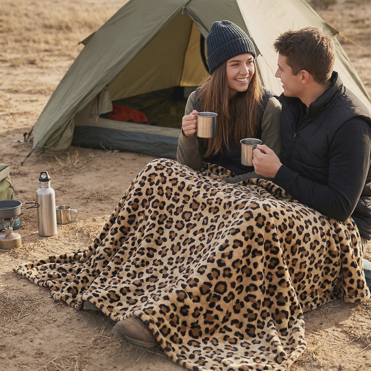 Luxe Leopard Print Fleece Plaid - Zacht & Warm voor Bank en Sofa