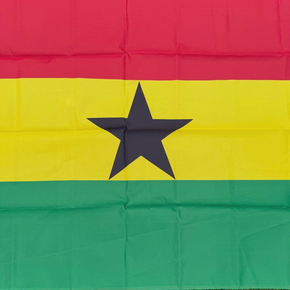 Grote Ghanese Vlag 150x90cm - Duurzaam Polyester, Dubbel Gestikt