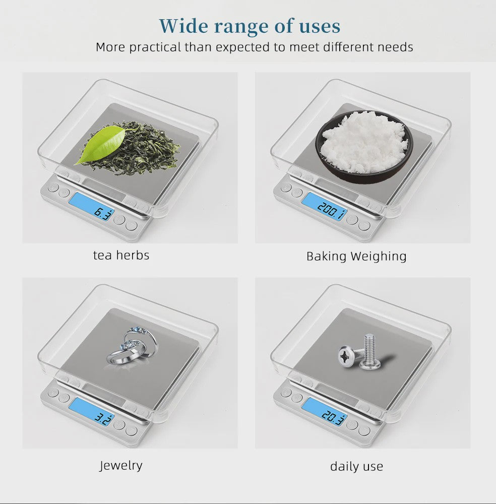 Precisie Digitale Keukenweegschaal 3kg/500g met 0.01g Nauwkeurigheid - LCD Display