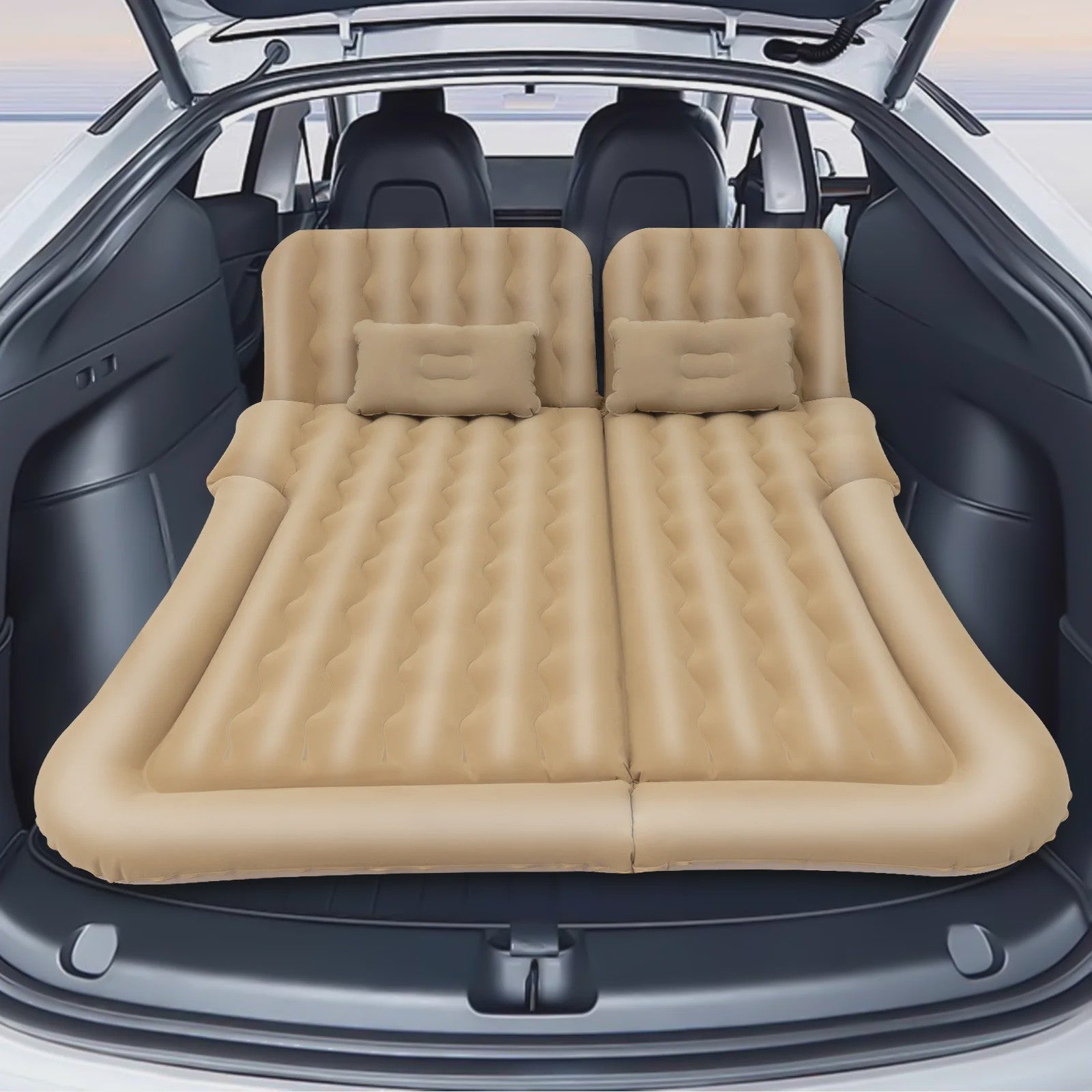 Universeel Opvouwbaar Luchtbed voor Auto Achterbank - Draagbaar Slaapmatras met Pomp & Kussen