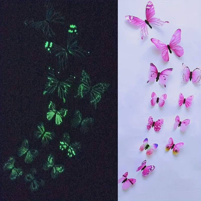 12x 3D Lichtgevende Vlinder Muurstickers - Decoratie voor Huis & Feest