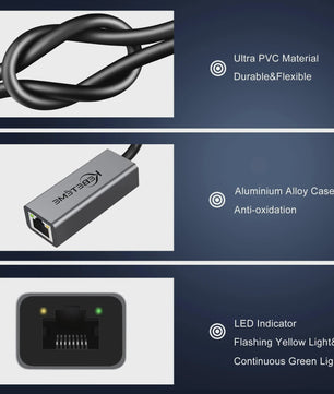 Snelle 1000Mbps USB 3.0 Ethernet Adapter - RJ45 LAN voor PC, MacBook & meer