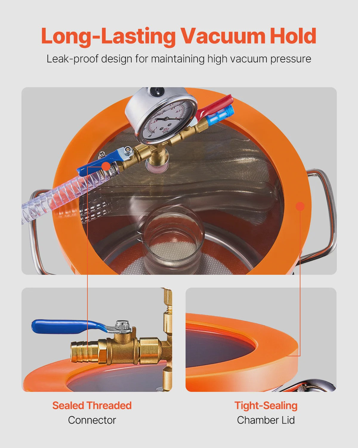 Vacuümkamer Kit met 3.5CFM Pomp & 4.92ft Slang - 1.5/3/5 Gallon