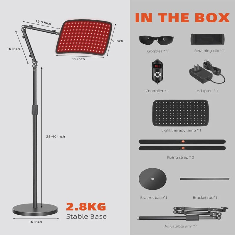 Roodlichttherapie Apparaat met Stand & Wrap - 660nm/850nm voor Huid & Pijnverlichting