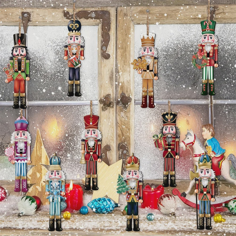 12x Houten Notenkraker Kersthanger - Decoratie voor Kerstboom & Nieuwjaar