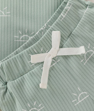Schattige Baby Zomer Set: Korte Mouw Top & Broek met Zonneprint en Strik - Casual Outfit voor Pasgeborenen