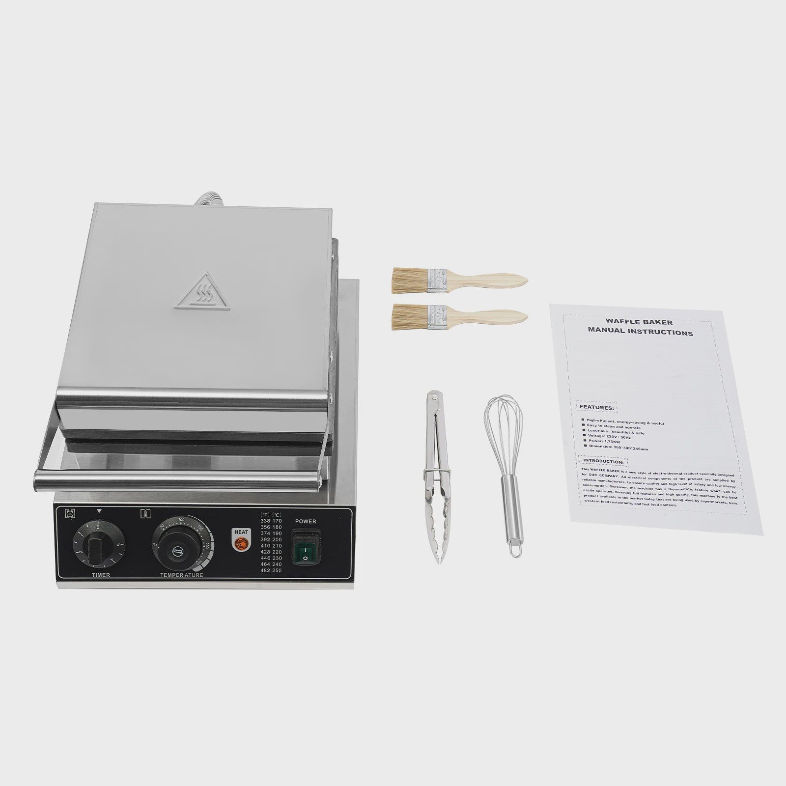 Professionele Wafelijzer 1750W met Timer & Temperatuurregeling - Antiaanbaklaag
