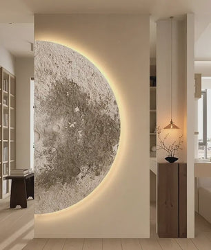 Creatieve Maan Wandlamp met Afstandsbediening - Dimbaar LED Schilderij voor Woonkamer
