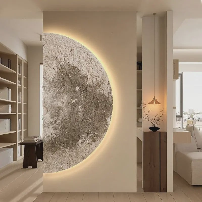 Creatieve Maan Wandlamp met Afstandsbediening - Dimbaar LED Schilderij voor Woonkamer