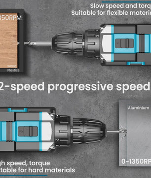 Accu Klopboormachine & Schroefmachine: 32 Draaimomenten, 2 Snelheden, 2 Batterijen