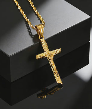 Heren RVS Kruis Ketting met Jezus Hanger - Religieuze Christelijke Sieraden