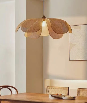 Retro Rotan Bloem Hanglamp - Sfeervolle Verlichting voor Woonkamer, Slaapkamer & Eetkamer
