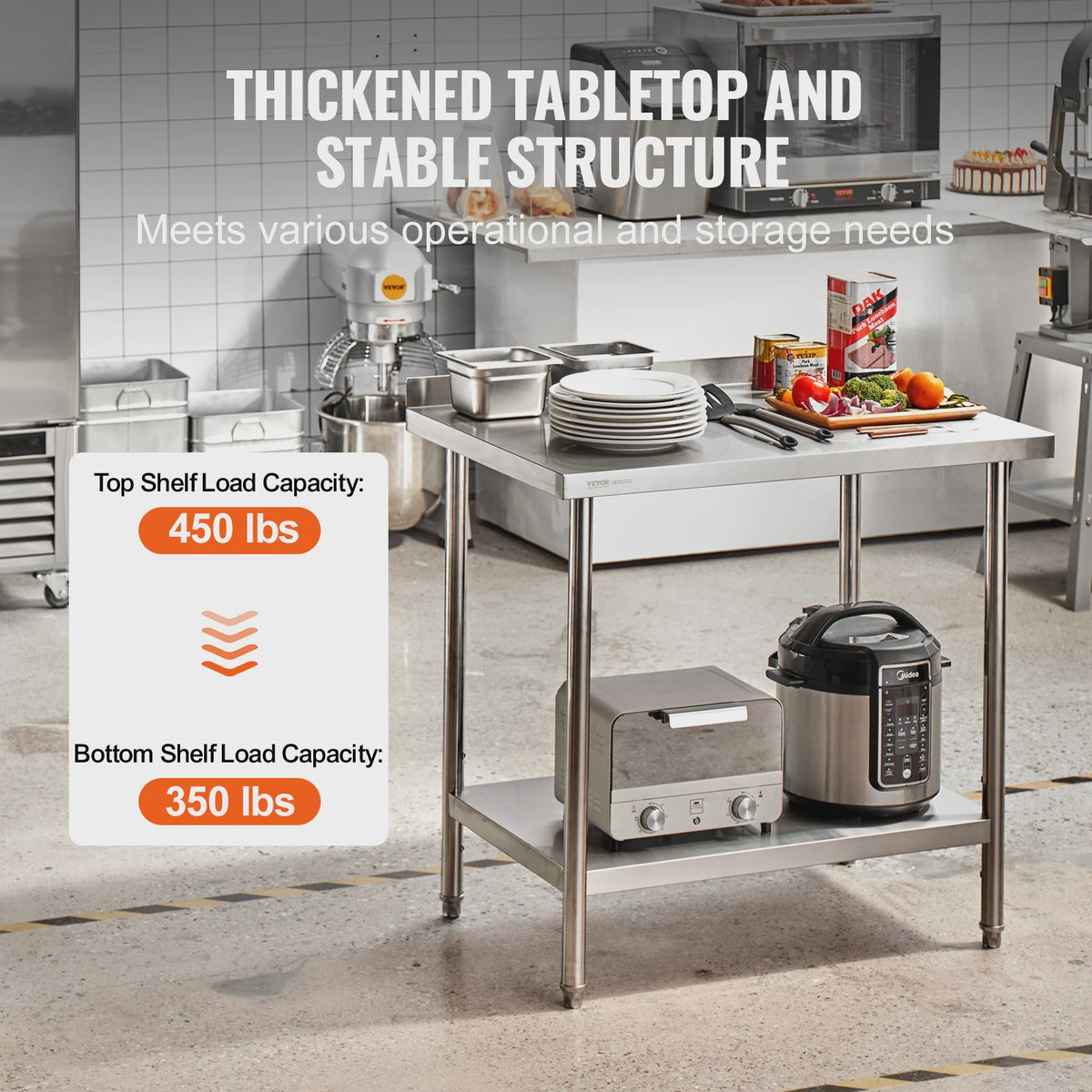 RVS Werktafel 24"x36" - Zwaar Uitvoering, Verstelbare Hoogte voor Keuken & Werkplaats