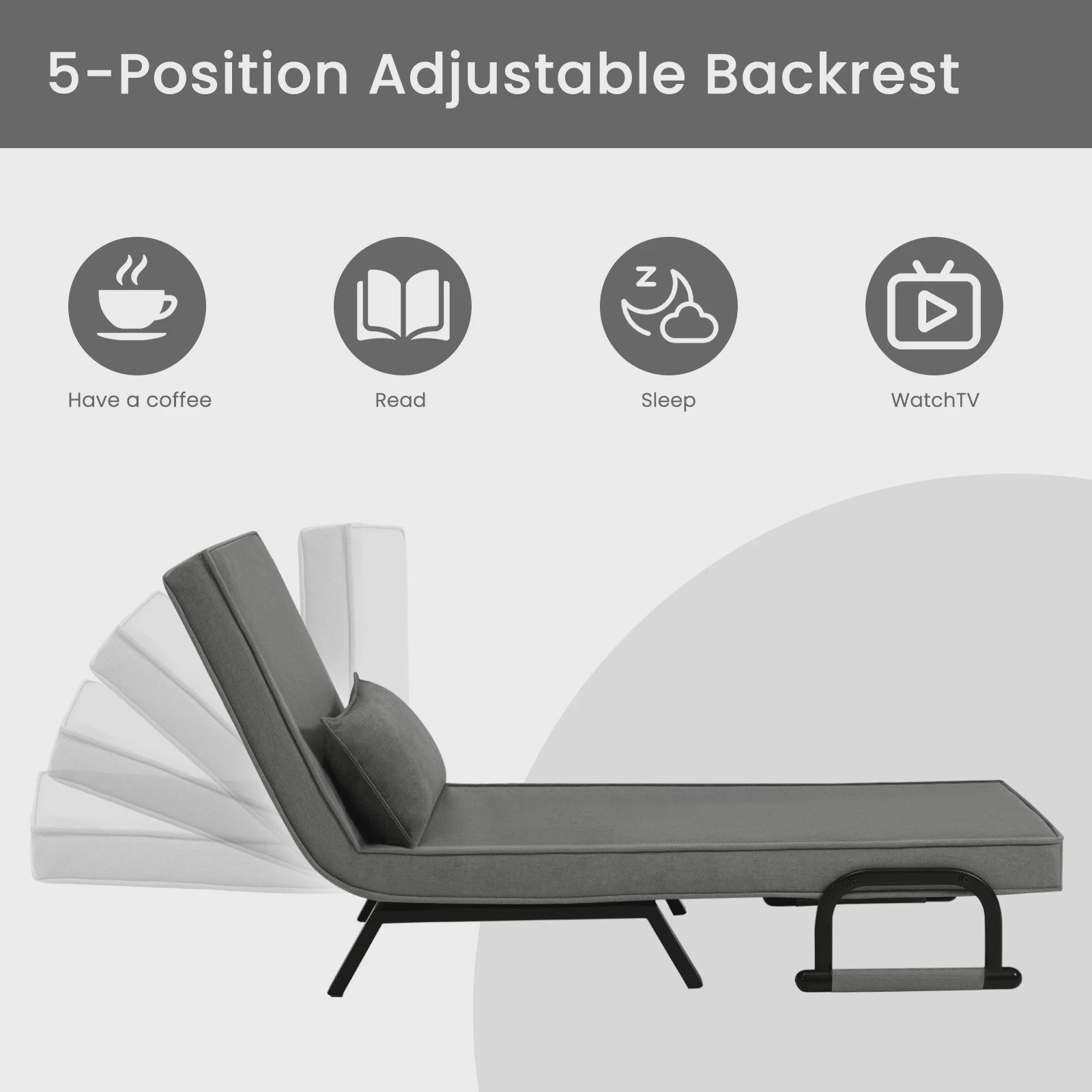 WOLTU Multifunctionele Sofa Bed: 3-in-1 Klapstoel, Gastenbed & Loungebank met Verstelbare Rugleuning