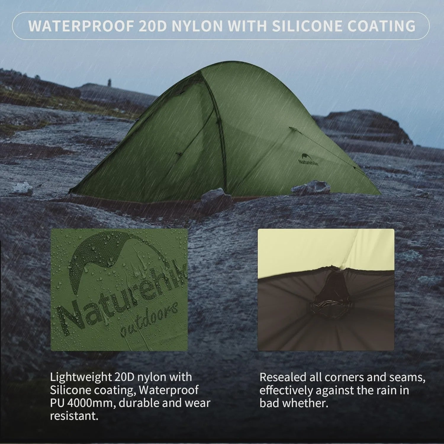 Naturehike Cloud Up Pro 1-Persoons Lichtgewicht Trekking Tent - Waterdicht & Eenvoudig Op te Zetten