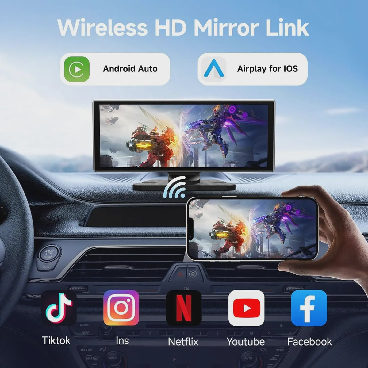 Universele 11.26" Draadloze CarPlay & Android Auto Multimedia Auto Scherm