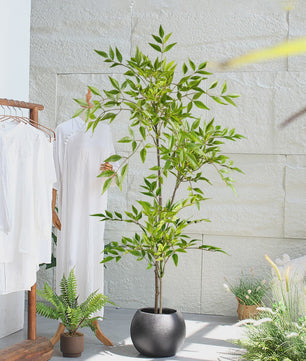 Kunstplant Nandina met Bamboe Bladeren - 75-140cm Hoog