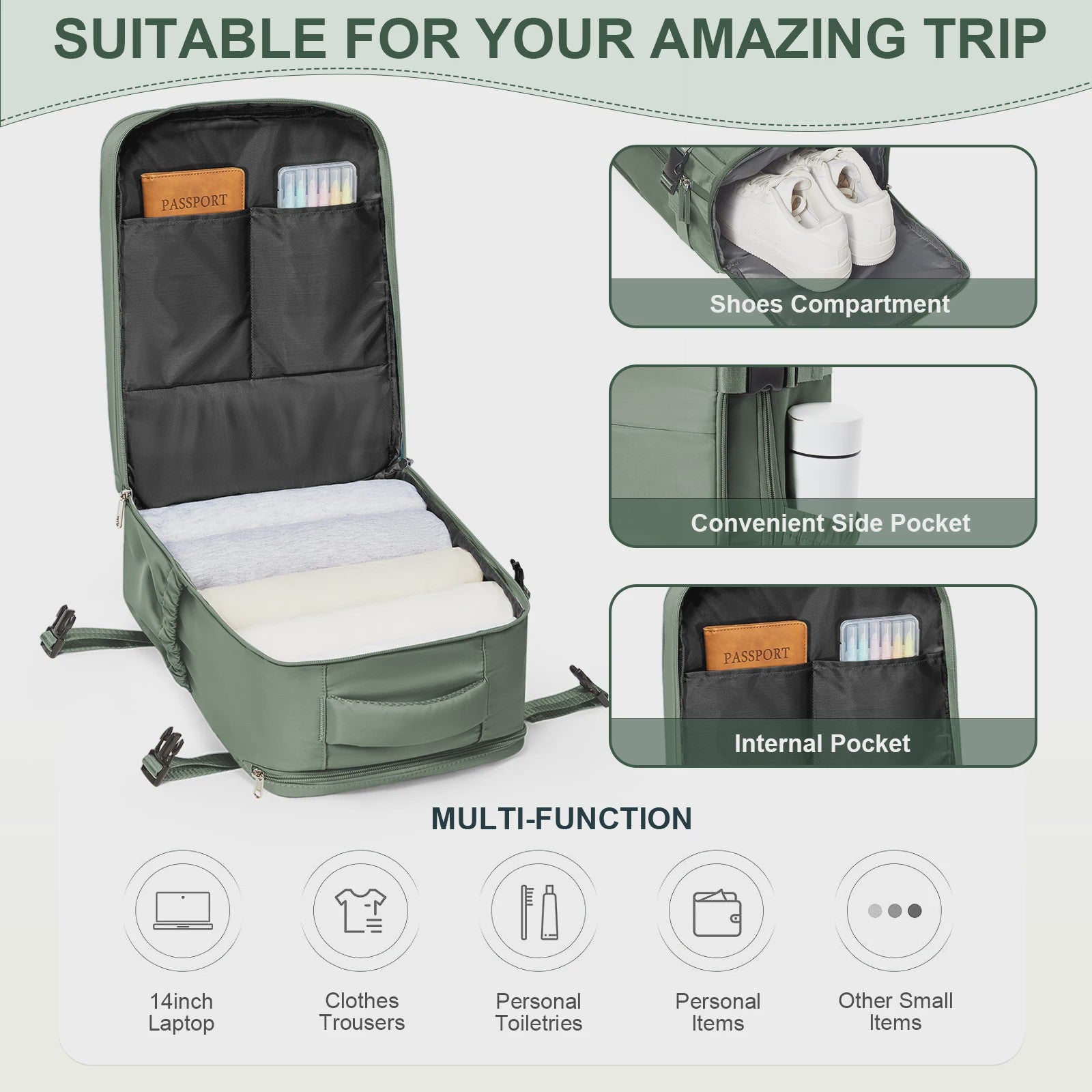 Ryanair Handbagage Rugzak 40x30x20cm - Cabine Koffer, Laptop Backpack voor Dames & Heren