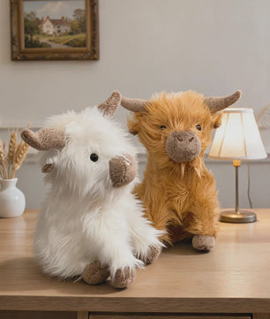 Schattige Highland Cattle Pluche Knuffel - Zacht & Fluffy Dier - Verkrijgbaar in 30/50cm - Zit of Lig Positie
