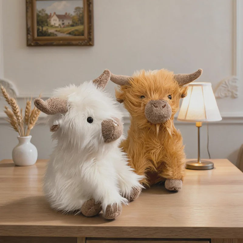 Schattige Highland Cattle Pluche Knuffel - Zacht & Fluffy Dier - Verkrijgbaar in 30/50cm - Zit of Lig Positie
