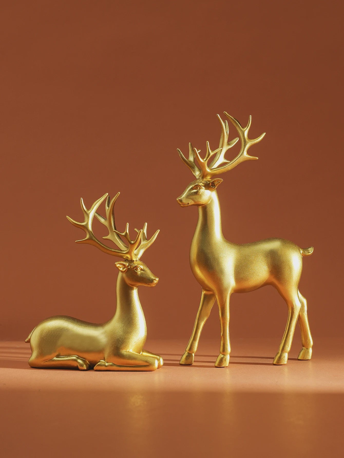 Set van 2 Kerst Herten Decoratie Beeldjes - Rustiek Tafeldecoratie