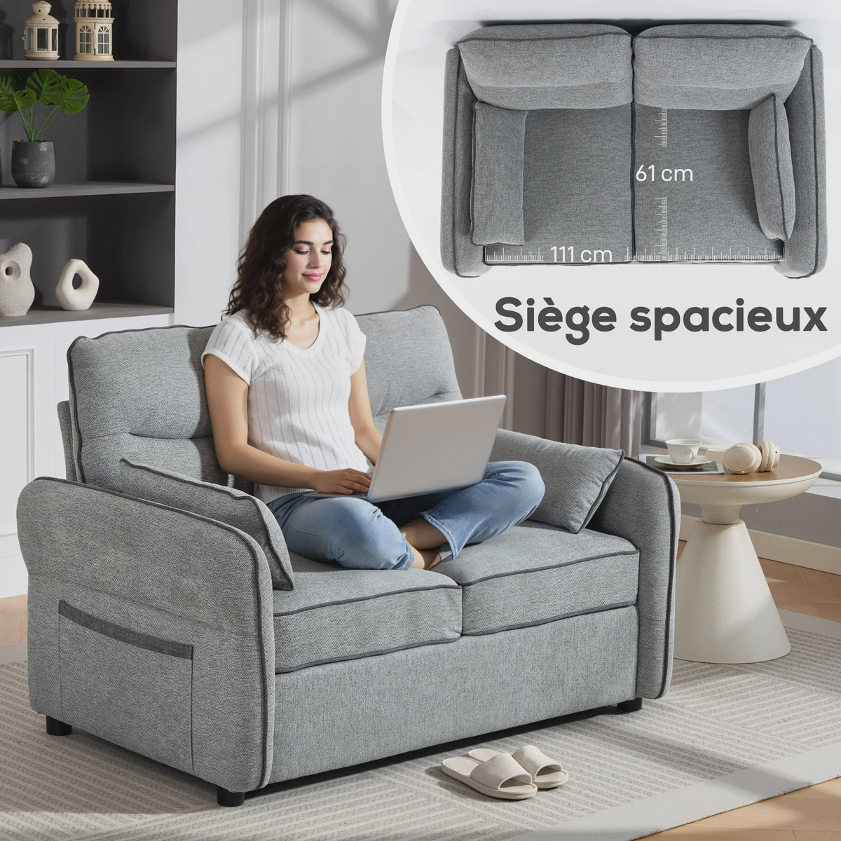 Homcom 2-Zitsbank Egyptisch Fluweel 136 cm - Comfortabel, Stijlvol en Praktisch