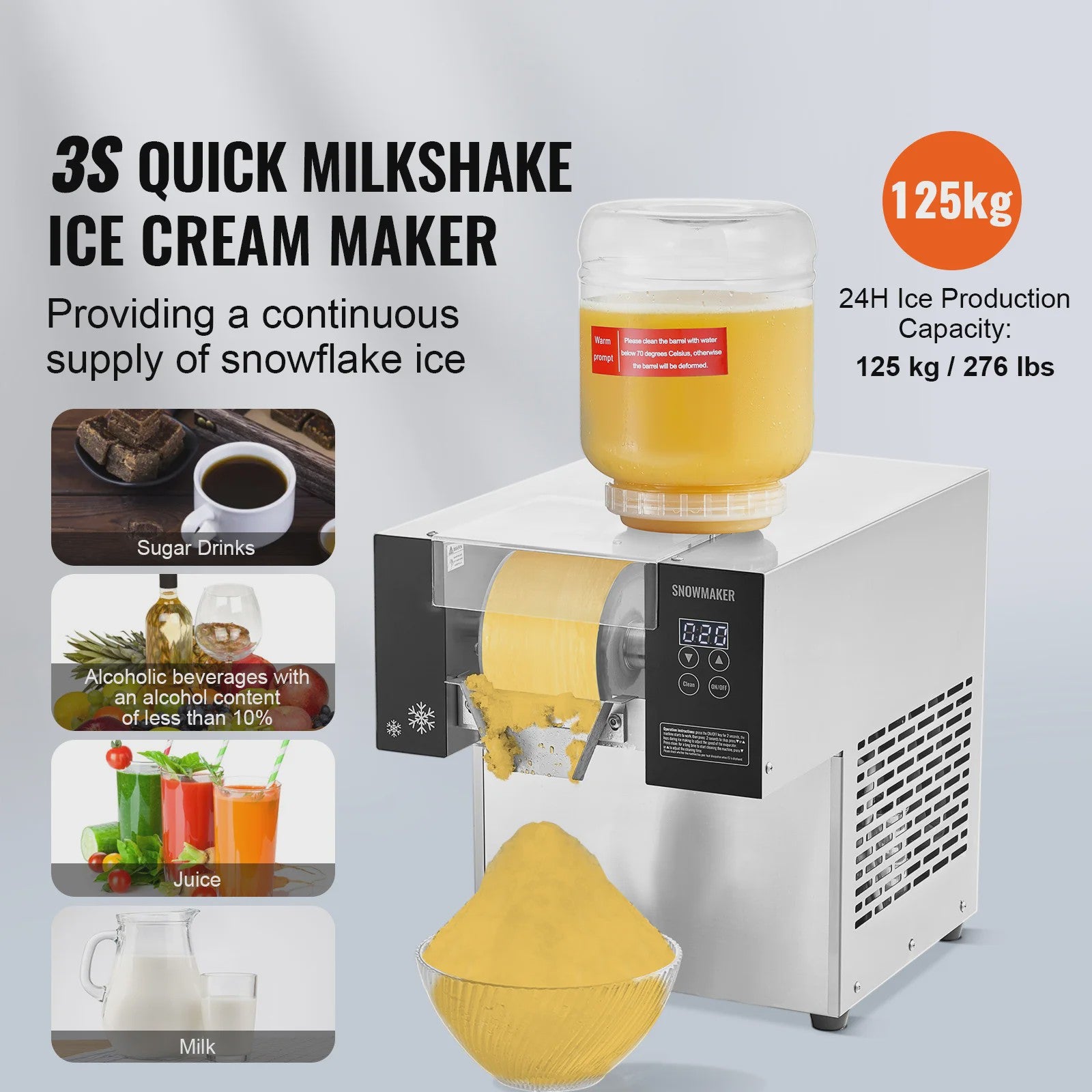 Professionele Sneeuwvlok IJsmachine - Roestvrij Staal, Snelle Koeling
