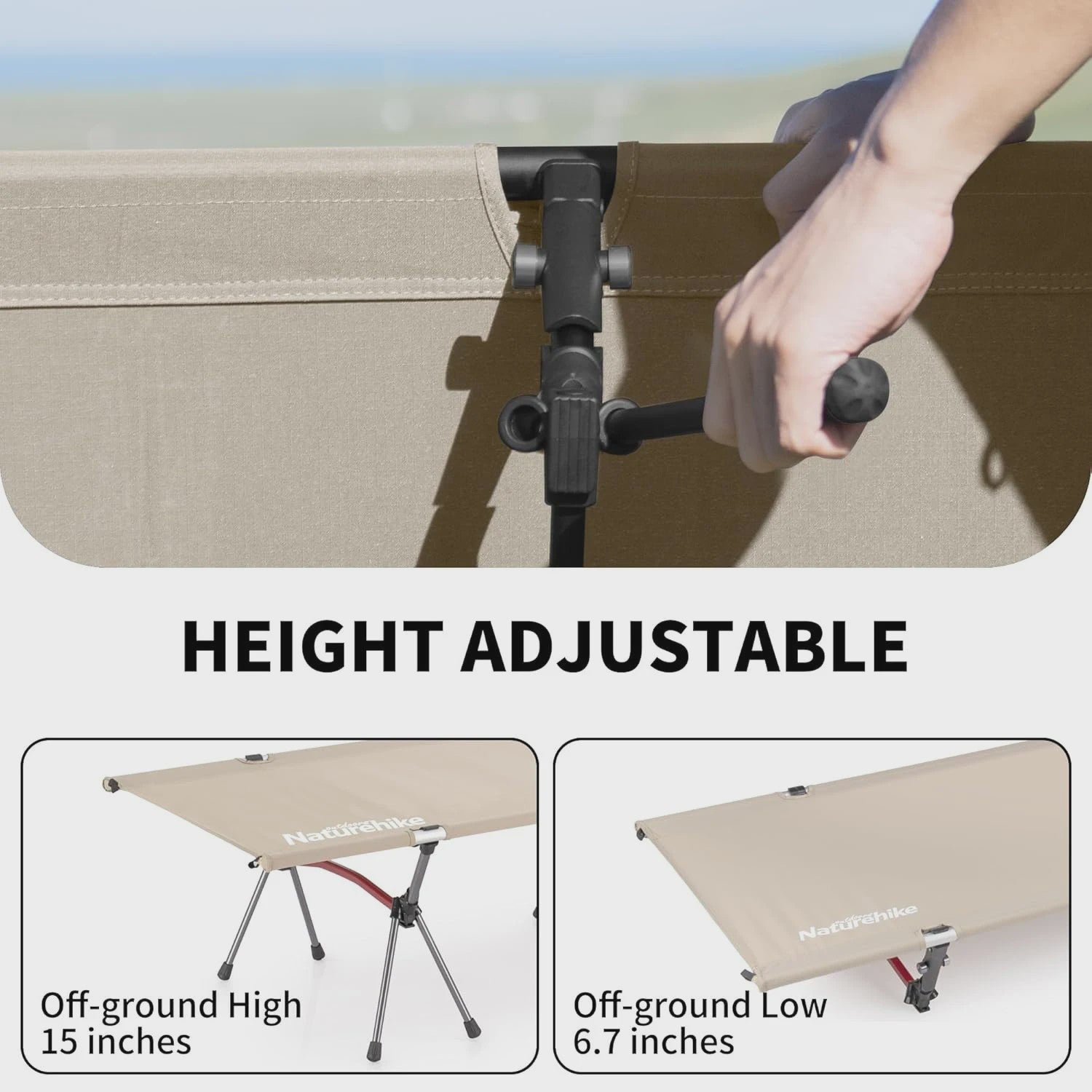 Naturehike Opvouwbaar Campingbed - Lichtgewicht, Verstelbare Hoogte, Draagbaar