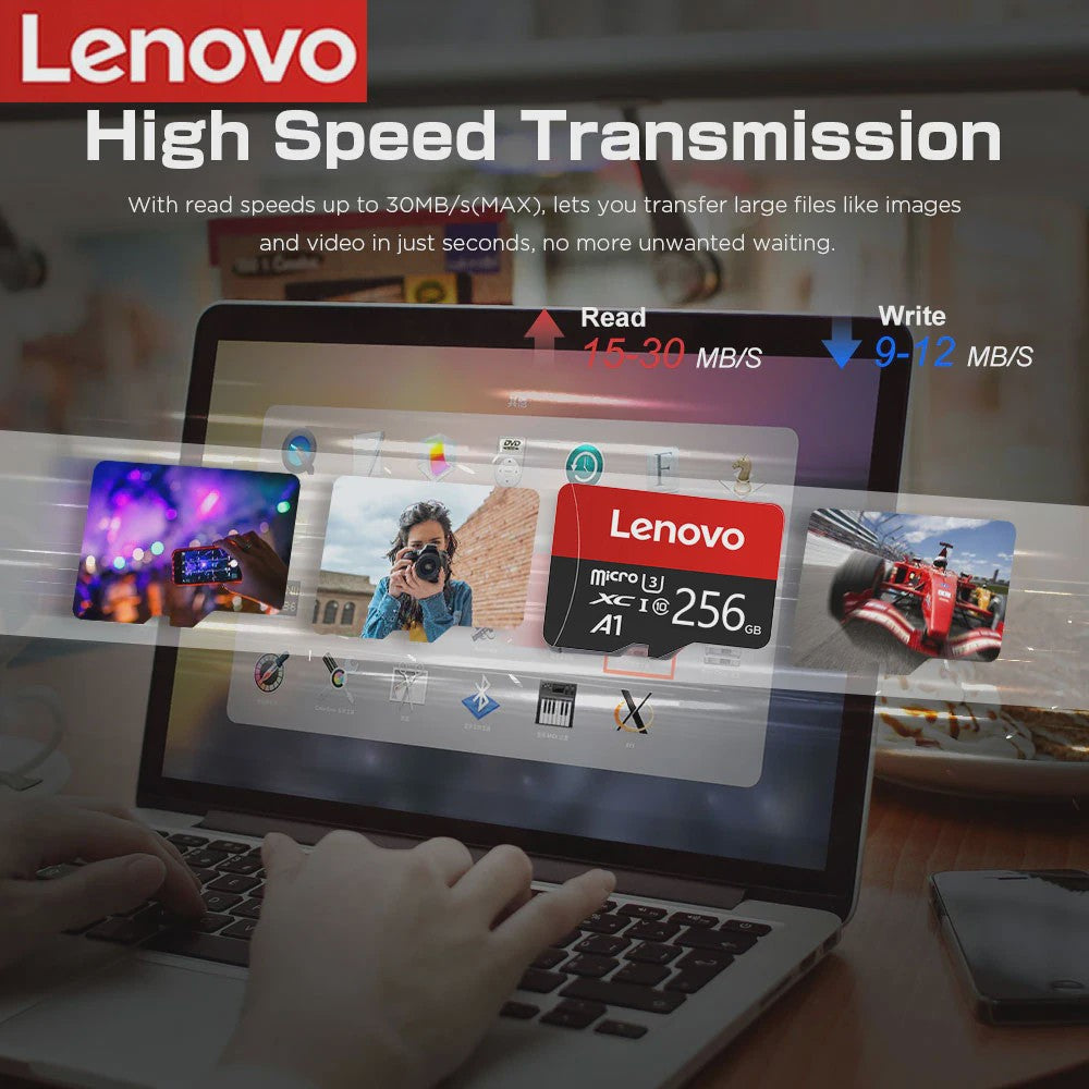 Lenovo Micro SDXC Kaart 1TB - Hoge Snelheid Klasse 10 UHS-I U1 A1 voor 4K Video, Telefoons, Camera's & Drones