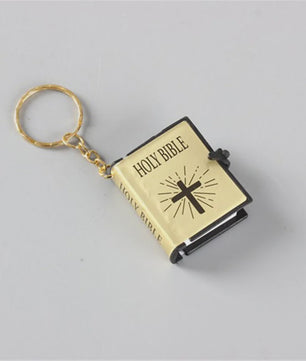 Mini Heilige Bijbel Sleutelhanger - Goudkleurig, Echt Papier, Leesbaar