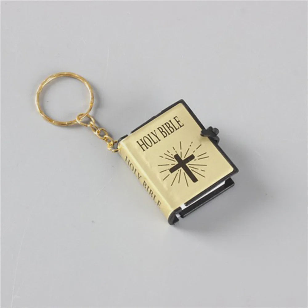 Mini Heilige Bijbel Sleutelhanger - Goudkleurig, Echt Papier, Leesbaar