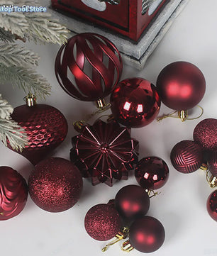 48x Kerstballen Set 4/6/8cm - Diverse Vormen & Afwerkingen - Decoratie Hangertjes