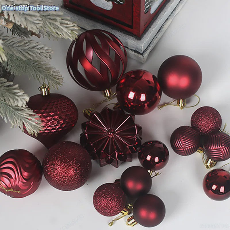 48x Kerstballen Set 4/6/8cm - Diverse Vormen & Afwerkingen - Decoratie Hangertjes