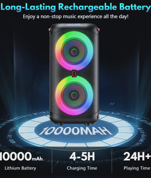 T27-T Karaoke Speaker met 2 Draadloze Microfoons, Krachtig Geluid, 360° DJ Lichtshow & Bluetooth