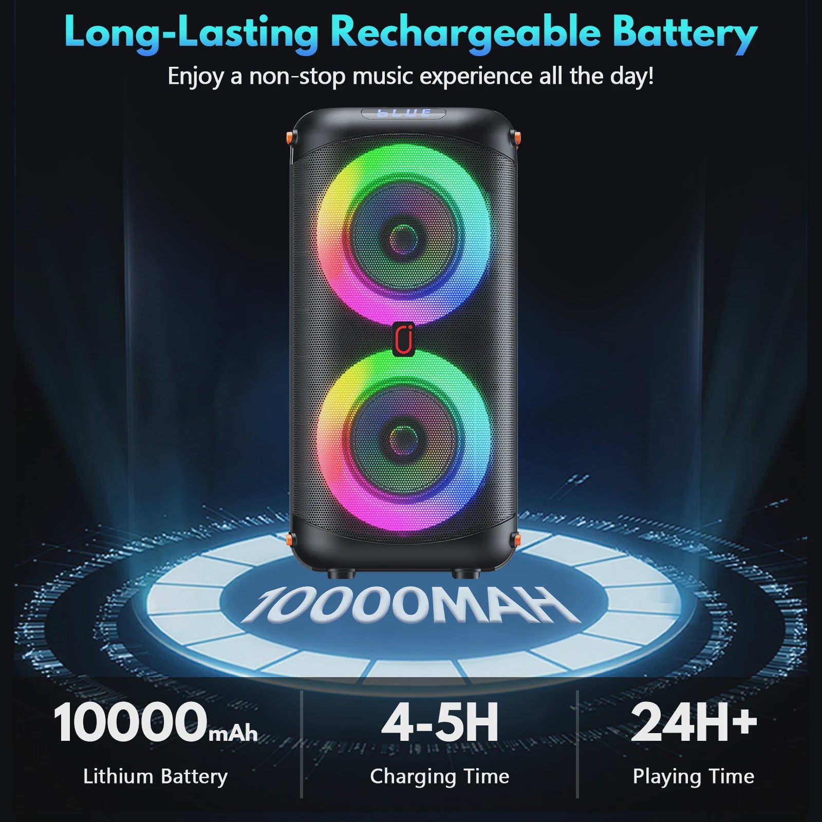T27-T Karaoke Speaker met 2 Draadloze Microfoons, Krachtig Geluid, 360° DJ Lichtshow & Bluetooth