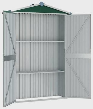 Groene Tuinkast van Verzinkt Staal - 116x45x175 cm - Robuuste Opbergkast voor Buiten