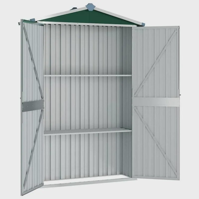 Groene Tuinkast van Verzinkt Staal - 116x45x175 cm - Robuuste Opbergkast voor Buiten