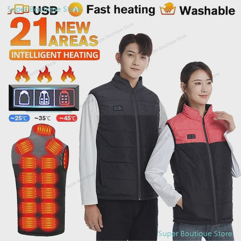 Verwarmd Vest Dames Heren - USB Elektrisch Verwarmbaar Padded Vest voor Buitenactiviteiten & Outdoor