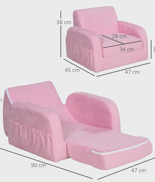 Homcom Kinderfauteuil 2-in-1: Verstelbaar, Inklapbaar en Comfortabel voor Kinderen vanaf 3 Jaar
