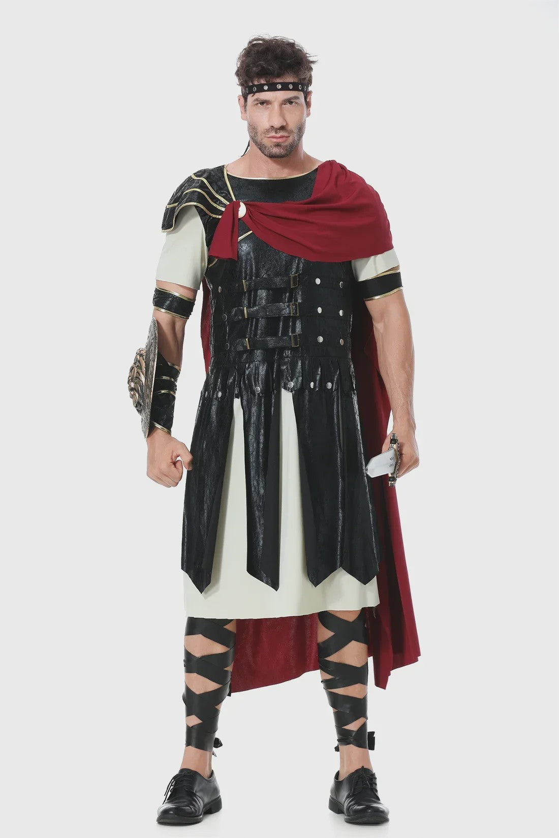 Romeinse Gladiator Kostuum voor Mannen - Middeleeuwse Ridder Verkleedkostuum voor Carnaval & Halloween