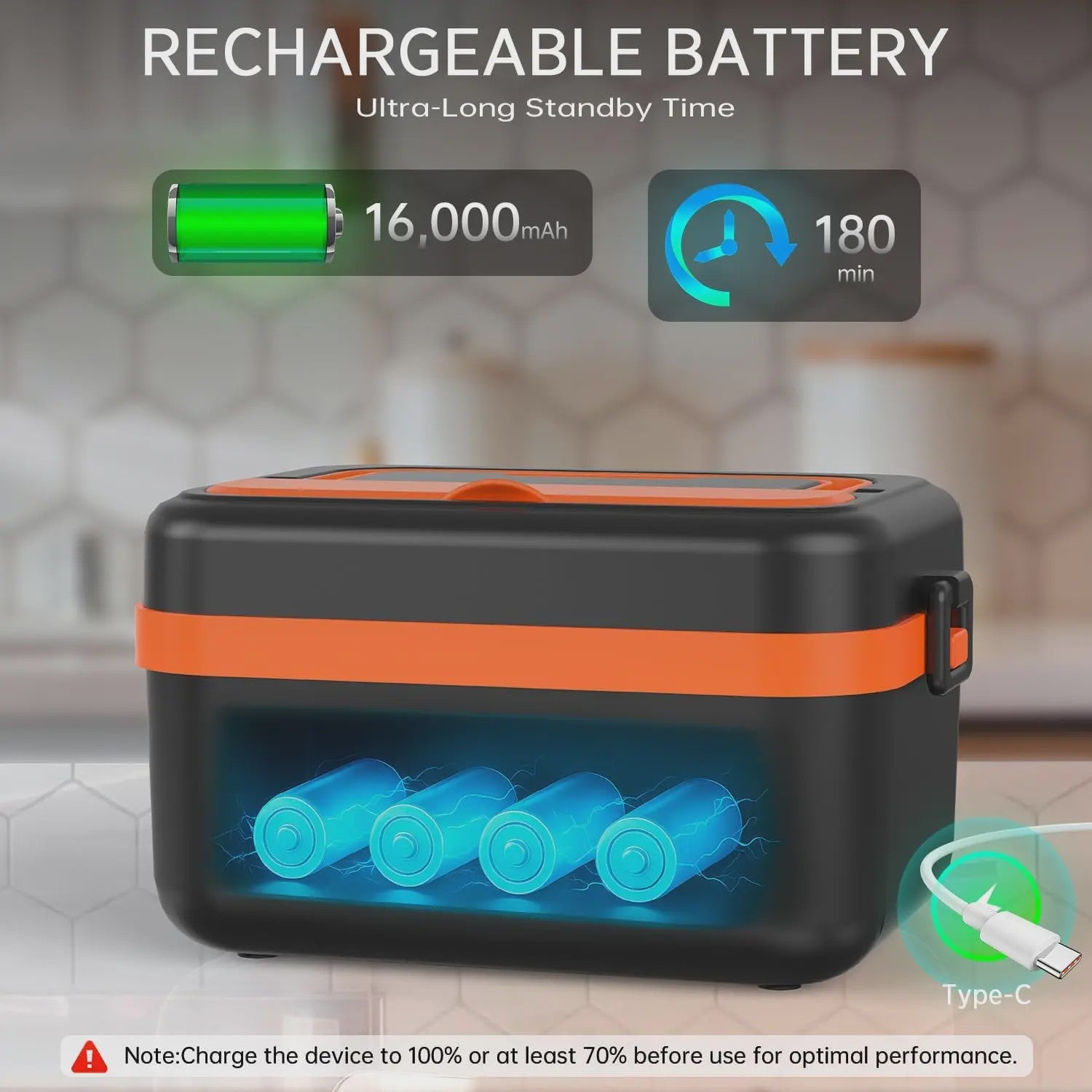 Draagbare Elektrische Lunchbox 1L met Timer & Powerbank - Altijd Warme Maaltijden Onderweg