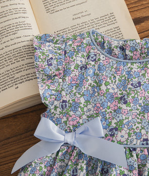 Zomerse Blauwe Bloemen Jurk voor Baby Meisjes - Koreaanse Stijl met Strikjes