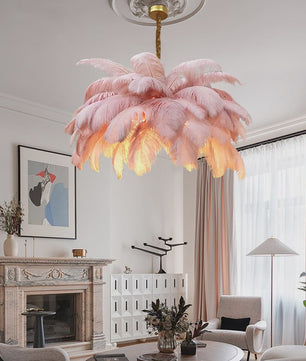 Luxe Struisvogelveer Hanglamp LED - Sfeervolle Verlichting voor Woonkamer & Slaapkamer
