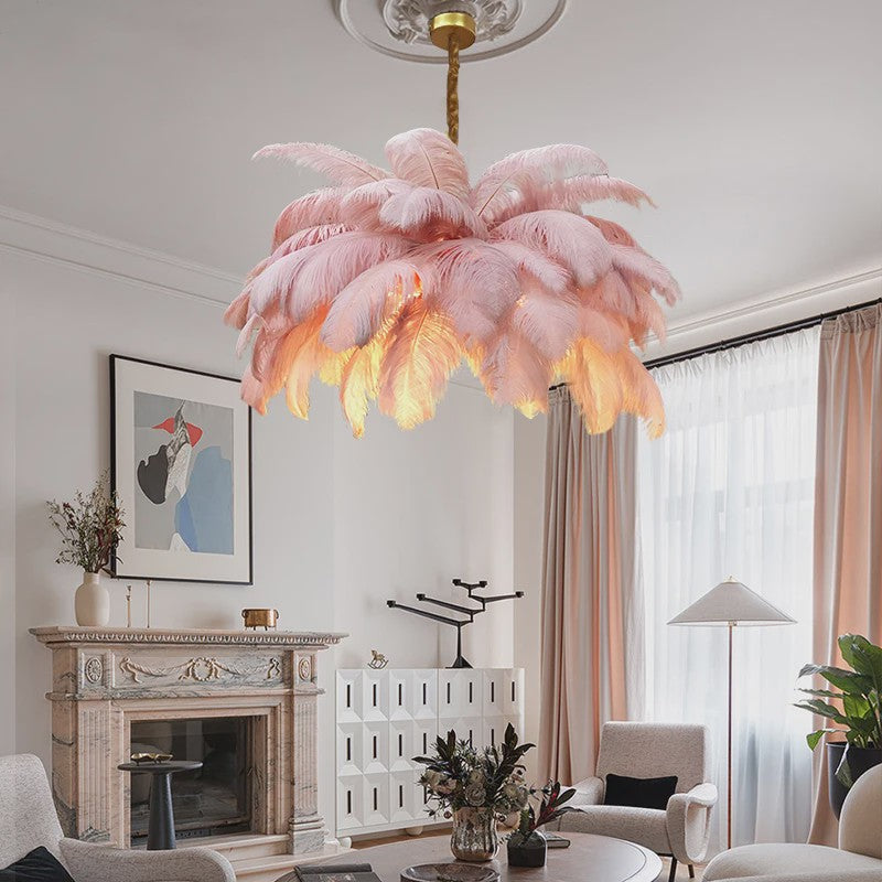 Luxe Struisvogelveer Hanglamp LED - Sfeervolle Verlichting voor Woonkamer & Slaapkamer