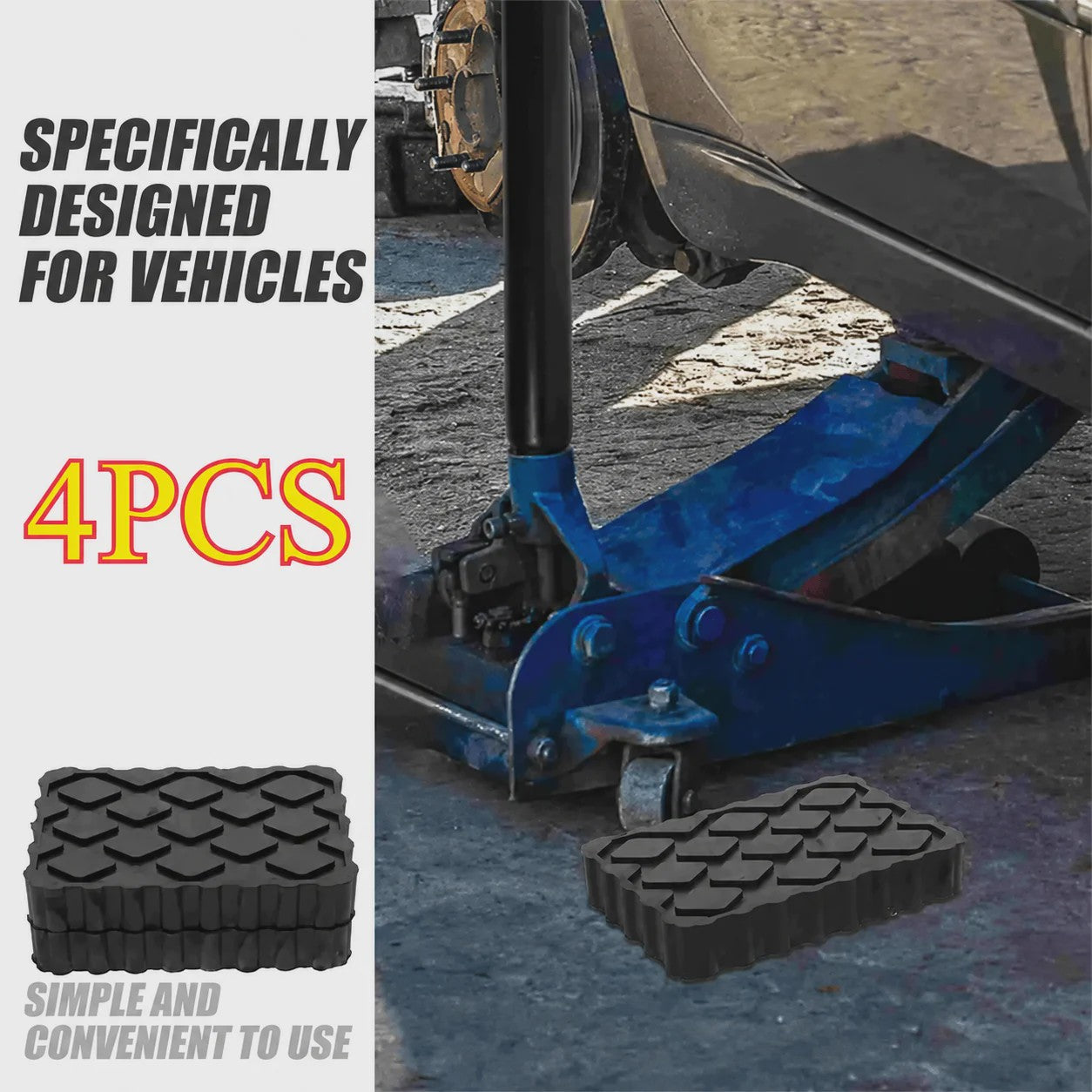 4x Zwarte Rubberen Krikpads 120x80x20mm - Anti-Slip Ondersteuning voor Autokrikken