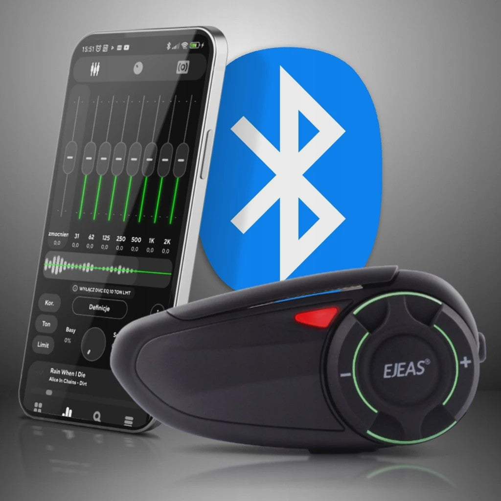 EJEAS Q8 Motorhelm Intercom Systeem - Bluetooth 5.1, IP67 Waterdicht & Draadloze Oortelefoon