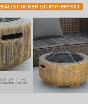 Outsunny Vuurschaal met Deksel en Schep - Sfeervolle Buitenhaard voor Tuin en Camping