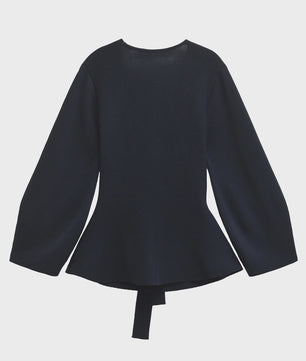 Gebreide Dames Blazer met Schouderpadden en Ceintuur - Retro V-hals