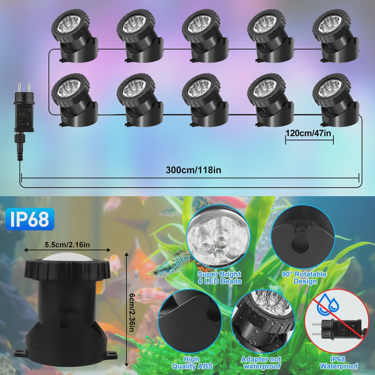 Waterdichte RGB LED Spot Verlichting voor Vijver & Fontein - App & Afstandsbediening