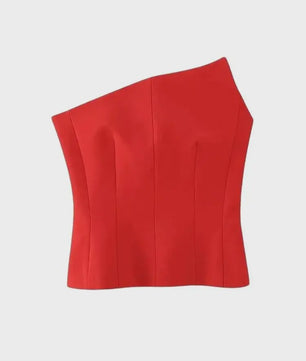 Asymmetrische Dames Bustier Top - Sexy Backless Design met Ritssluiting aan de Zijkant